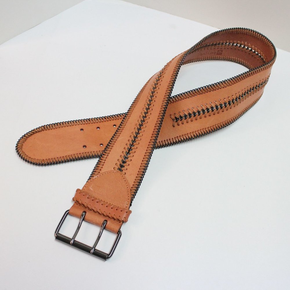 Linea Pelle Large Wide Brownish Orange Belt